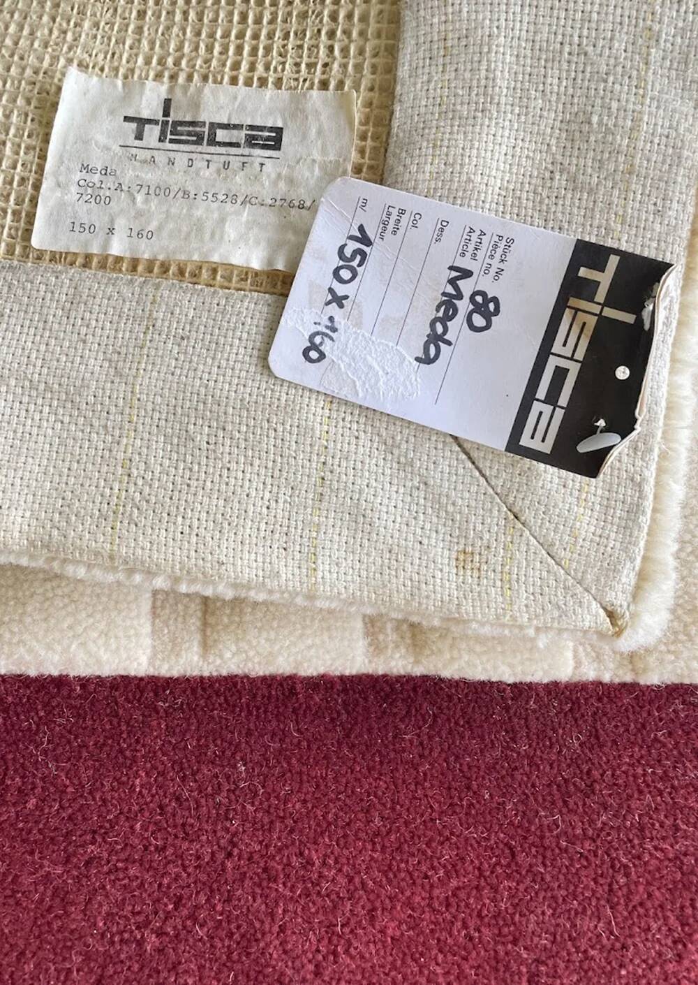 Hand-tufted wool rug Tisca Meda 1980s France