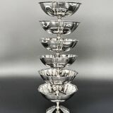 Set of 6 vintage stainless steel bowls with spoons