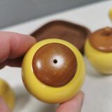 Petit ensemble de table suédois en céramique et bois, années 1980