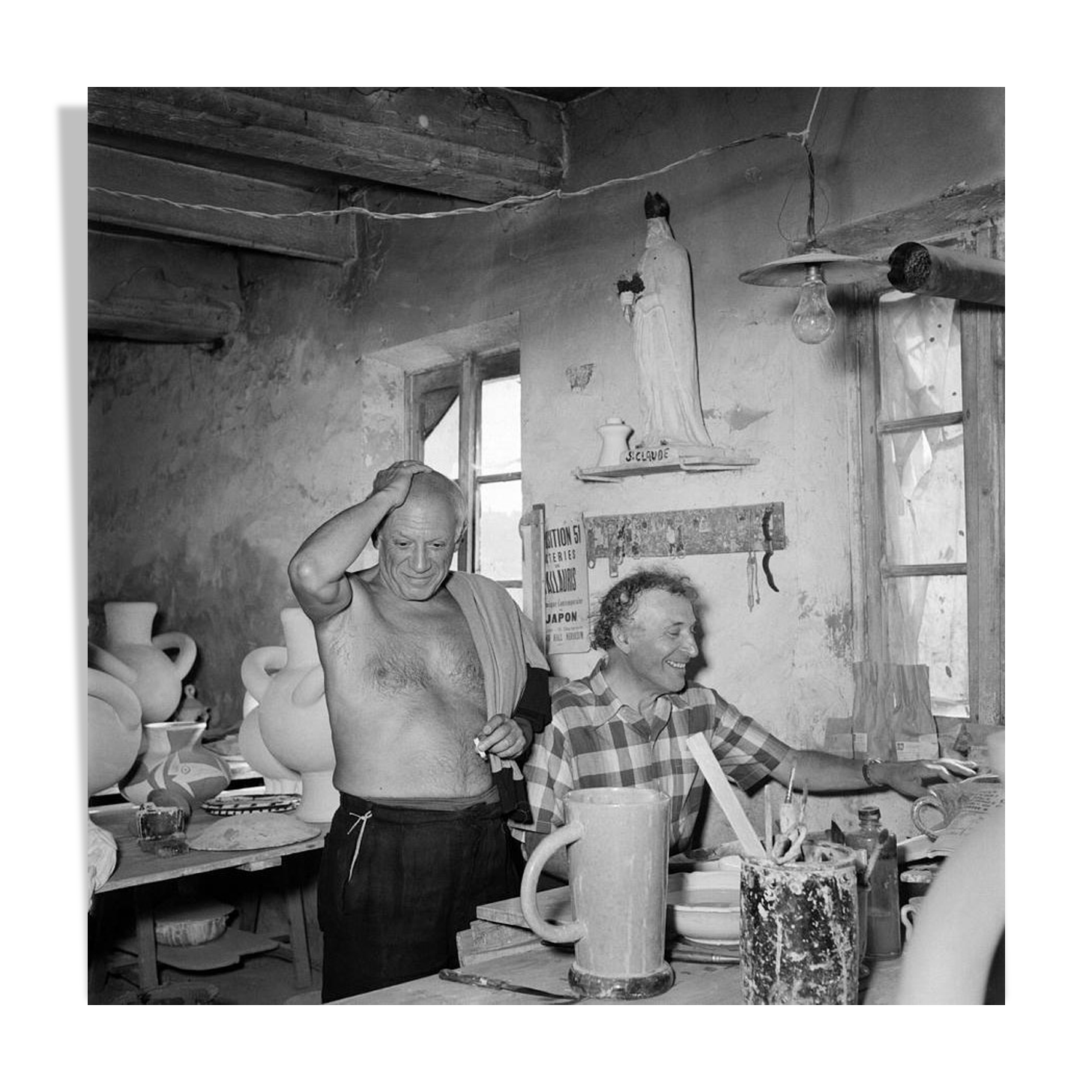 Photography, "Pablo Picasso and Marc Chagall" Gordes, 1948 / 15 x 15 cm
