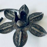 Pair of iron water lily candle holders