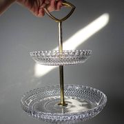 Silent servant/vintage display in moulded crystal & gilded metal from the 1970s-1980s