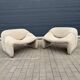 2x Artifort Groovy F598 Pierre Paulin, Pierre Frey: Chenille Igor (Sable)