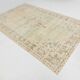 Tapis Anatolien Vintage Fait Main en Laine, Tons Vert Pâle, Beige, Ivoire