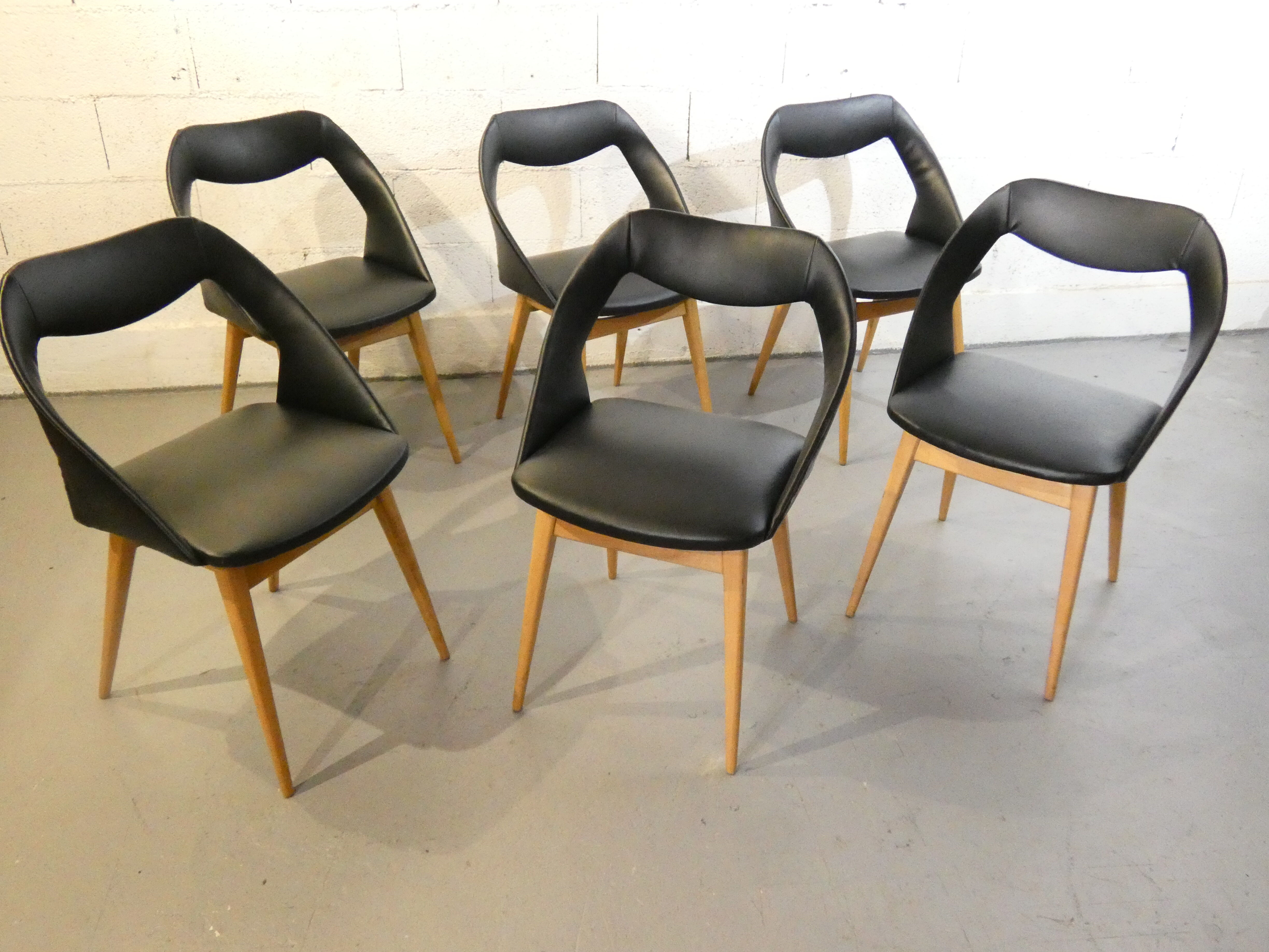 Série de 6 chaises de Louis Paolozzi édité par Zol 1950
