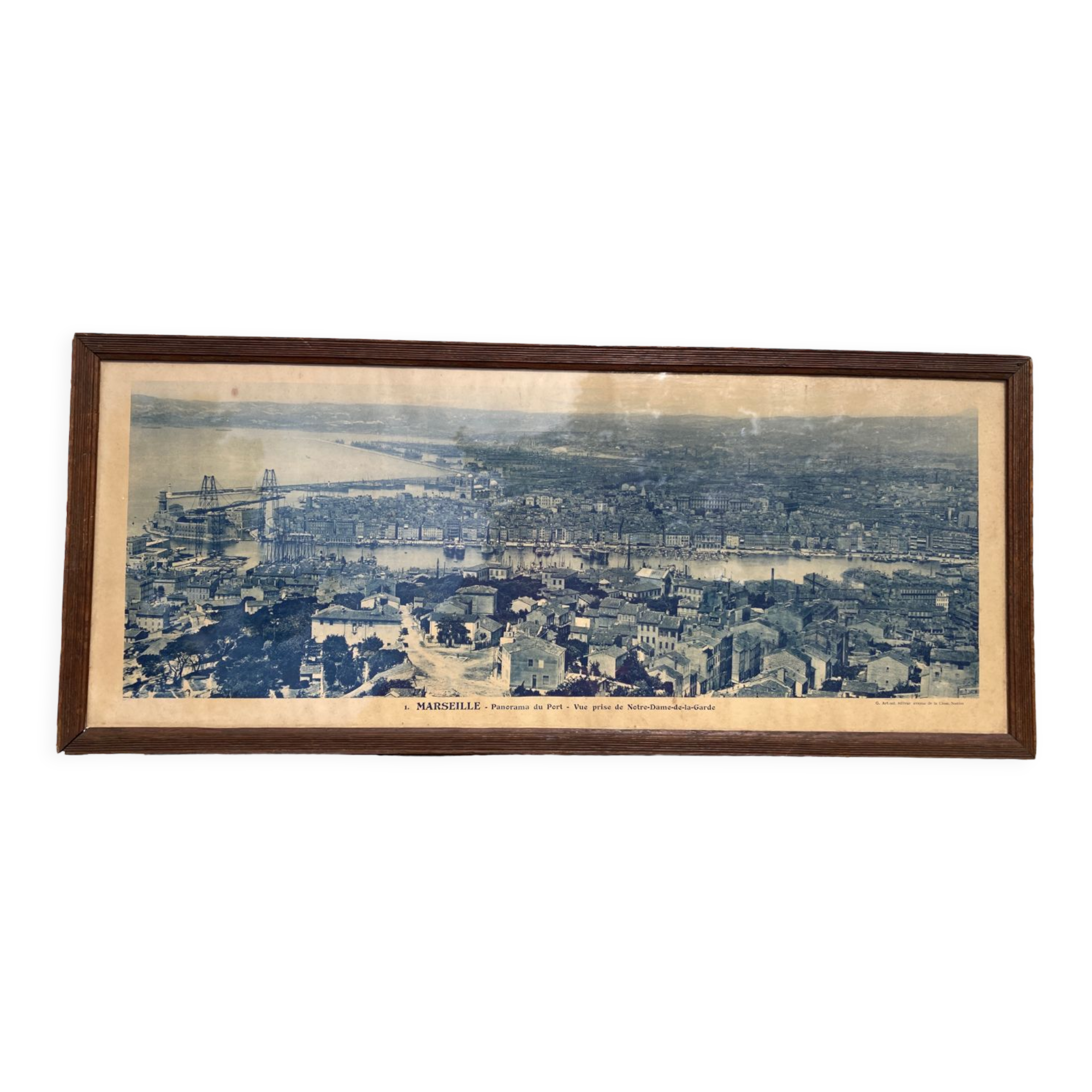 Photograph of Marseille 1950 - panoramic Mediterranean port and city printed by G. Arnaud - antique print