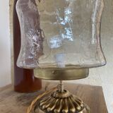 Table lamp in cracked glass and vintage gilded brass base