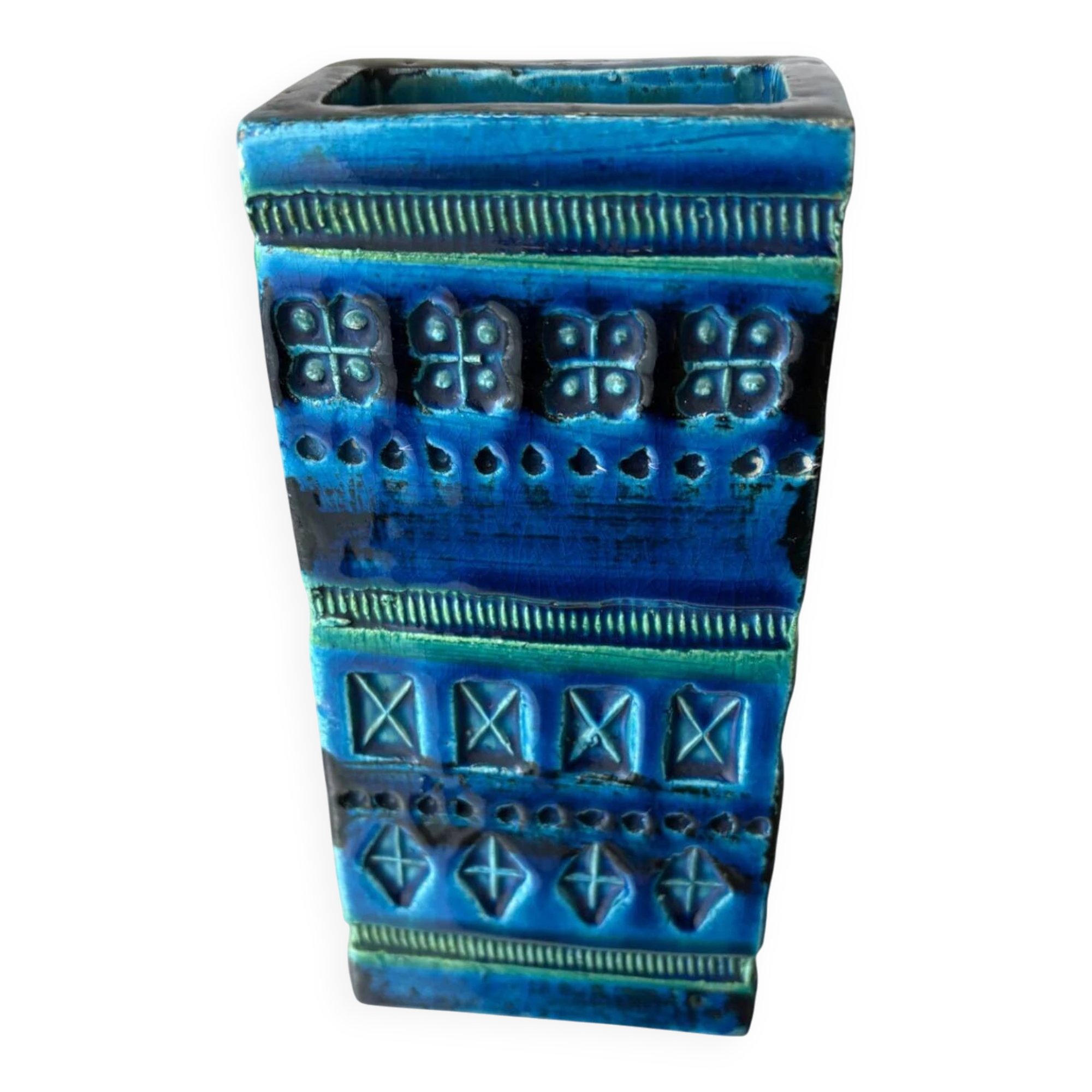 Rimini blue ceramic vase by Aldo Londi for Bitossi, Italy, 1960s