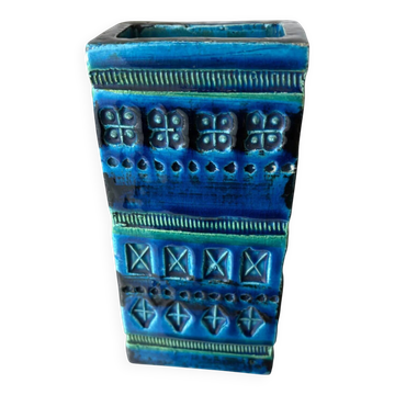 Rimini blue ceramic vase by Aldo Londi for Bitossi, Italy, 1960s