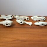Set of 6 animal knife holders in Limoges porcelain