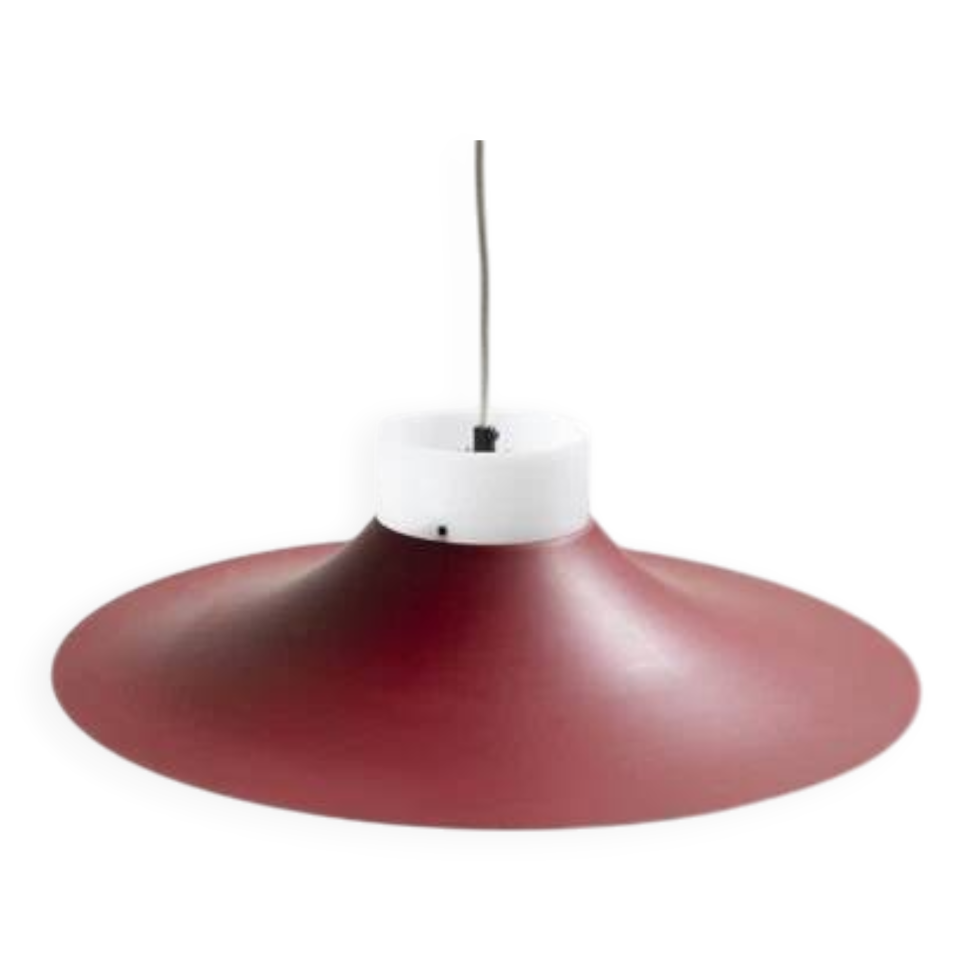 Danish red metal and opal plastic pendant lamp, 1960s