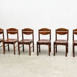 Set of six brutalist french dining chairs.