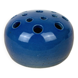Vase boule pique fleurs céramique, bleu