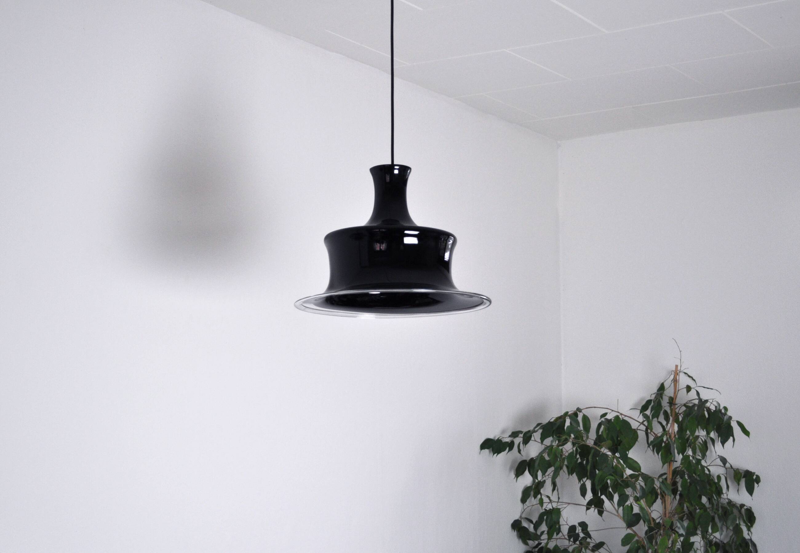 Ruby Mouth Blown Opaline Glass Pendant for Holmegaard, Denmark, 1980s