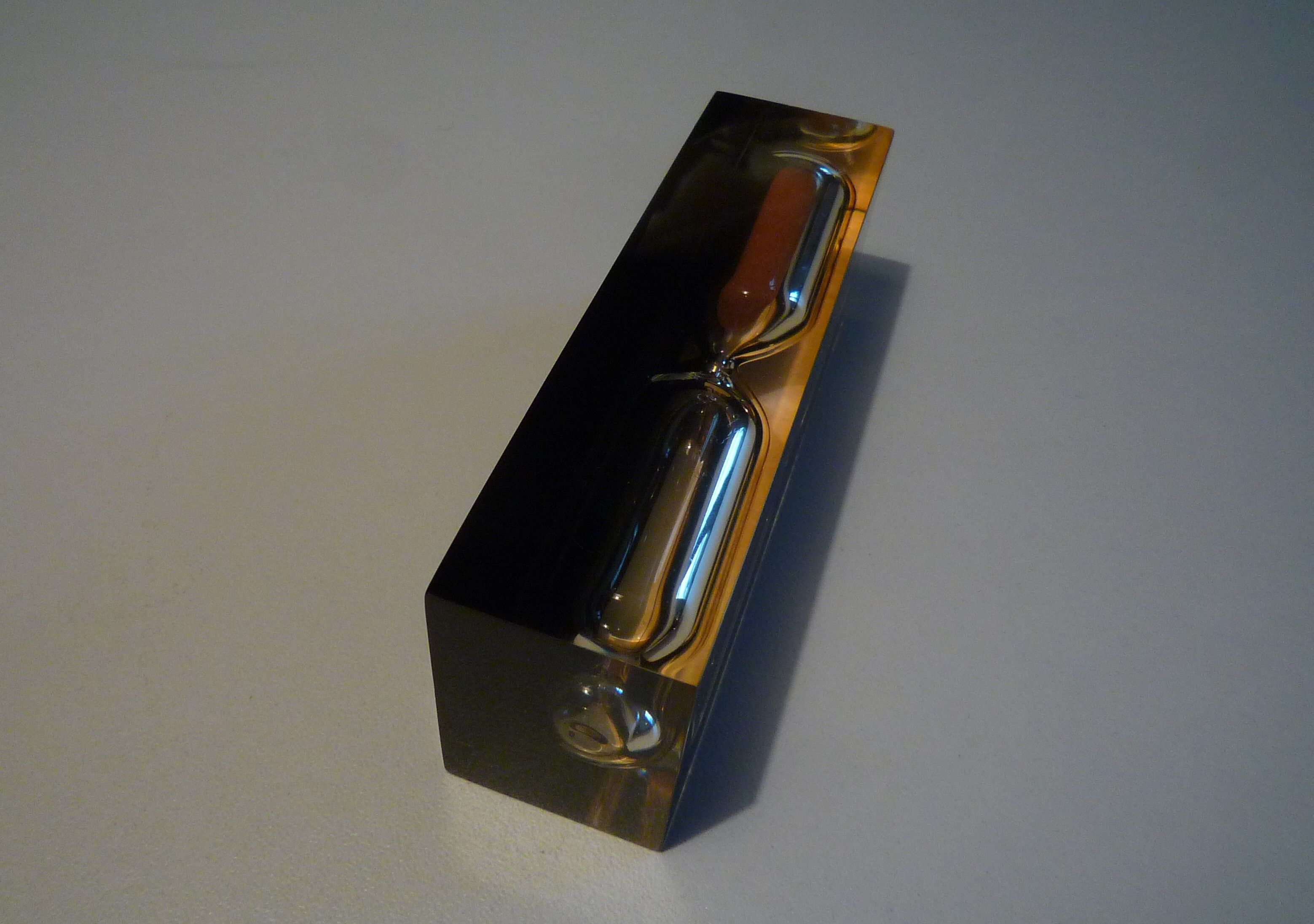 Resin hourglass with inclusion 1970s