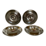 Four Belgium M stainless steel egg cups