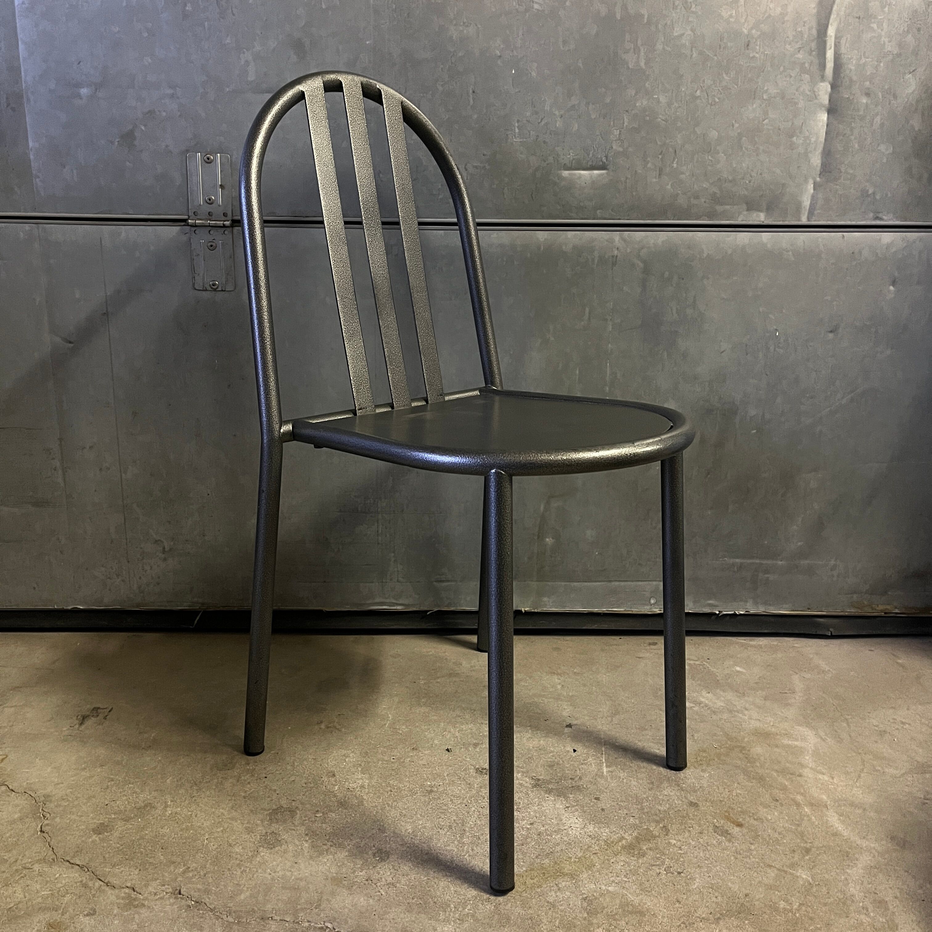 Set of 4 grey metal chairs no. 222 by Robert Mallet-Stevens, edition 80