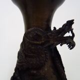 Pair of Japanese dragon vases in patinated bronze - 1900