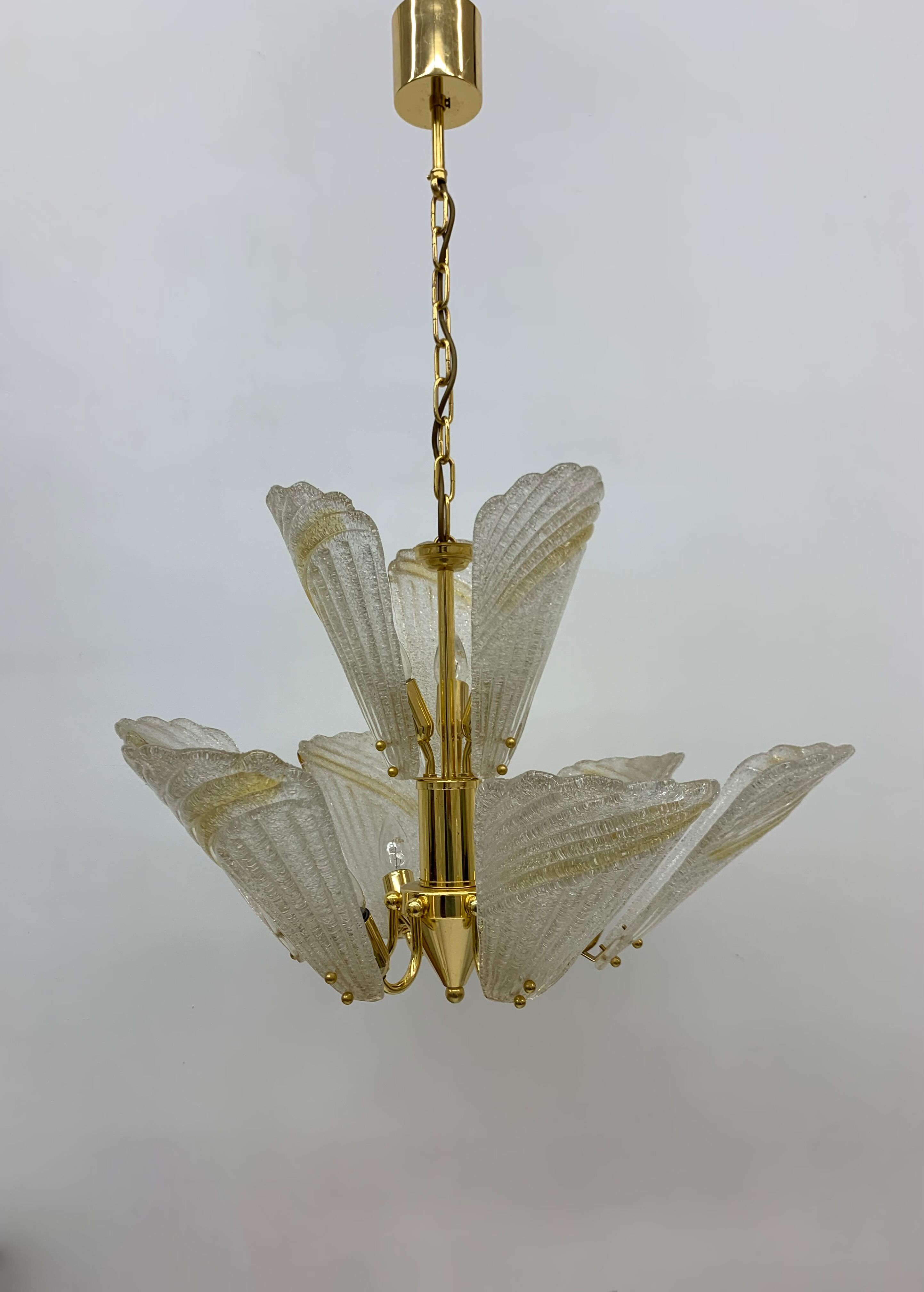 Italian murano glass chandelier hollywood regency design , 1970