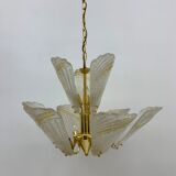 Italian murano glass chandelier hollywood regency design , 1970