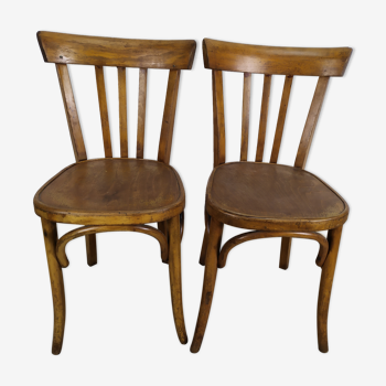 Lot of 2 wooden bistro chair