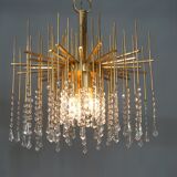 Brass and swarovsky crystals hanging lamp 1960