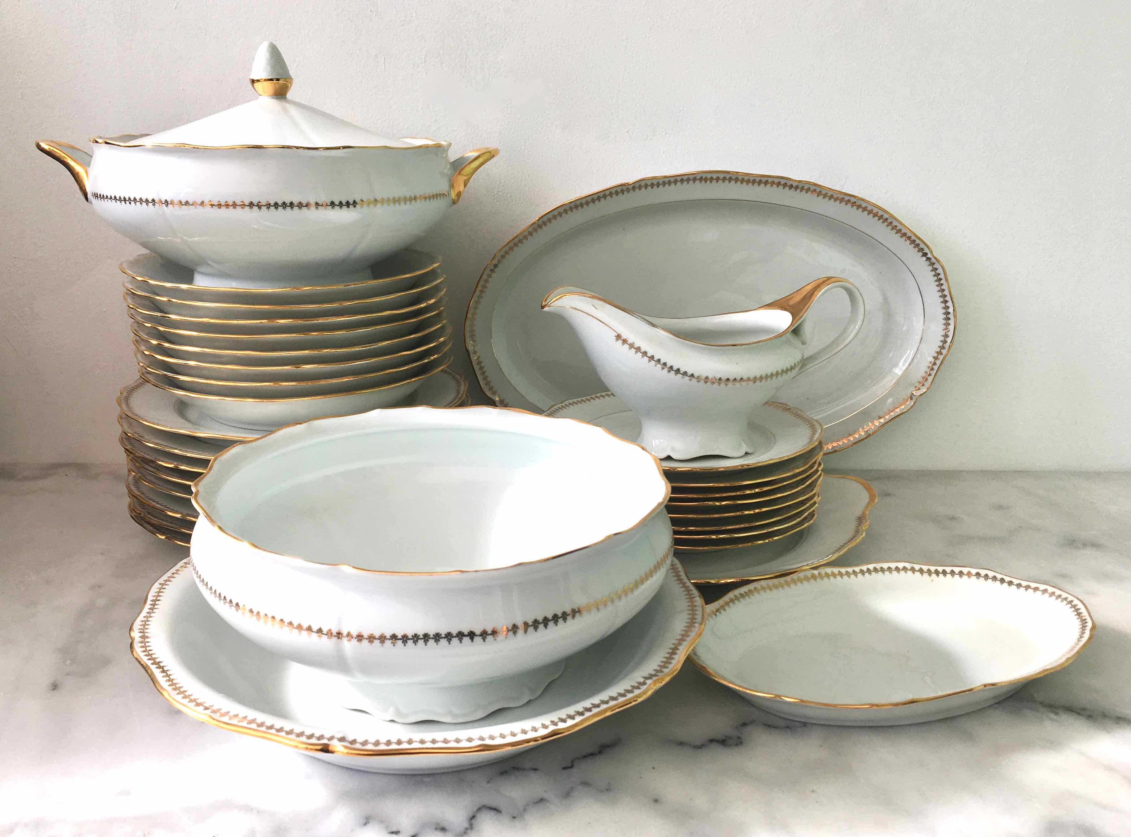 Plate service for 8 in Sologne porcelain