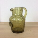 Pichet verre bullé vert