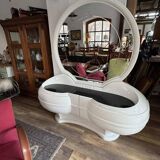 Space Age vanity table with large oval mirror