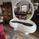 Space Age vanity table with large oval mirror