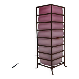 Modernist Glass Paste and Wrought Iron Table Lamp, Circa 1950-1960