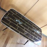 Coffee table formica feet compass glass tray 1960