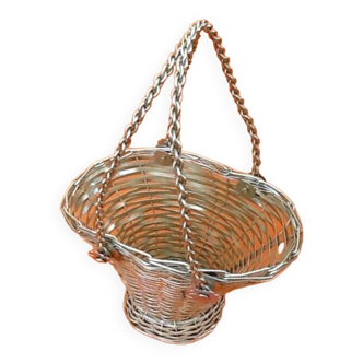 1950s woven basket metal gold thread