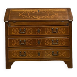 Commode scriban galbé style Louis XV en marqueterie de bois précieux vers 1900