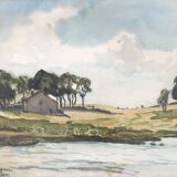 Watercolor signed M.Aubert 1943
