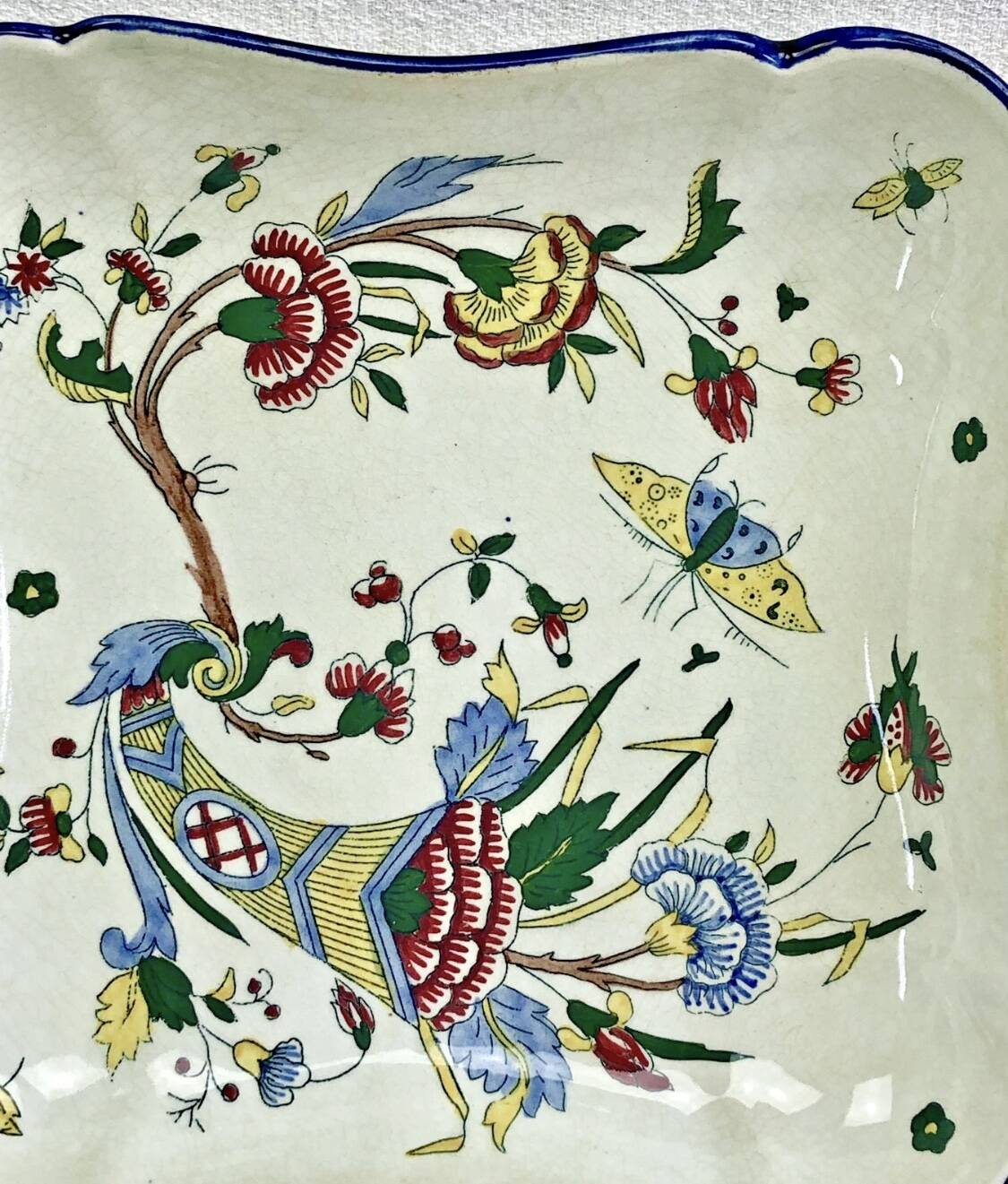 Antique hollow dish Gien cornucopia 1875/1935