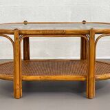Vintage roasttan coffee table and glass top