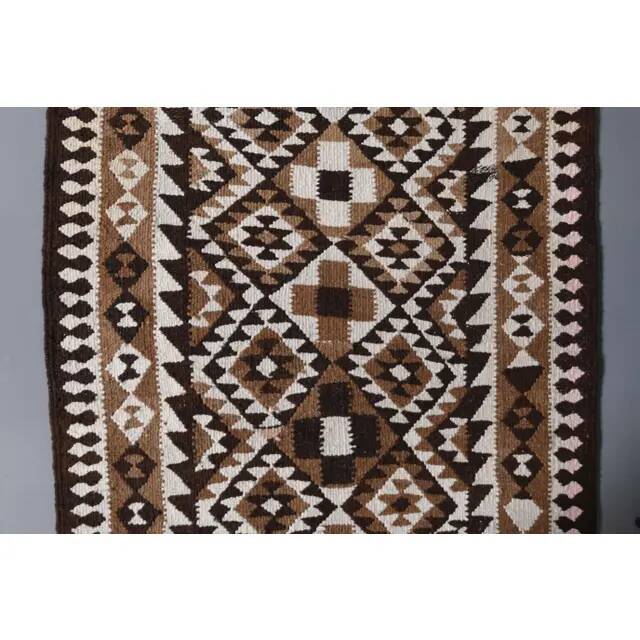 1970s Vintage Turkish Hand-Knotted Wool Cotton White Runner Rug 98x284