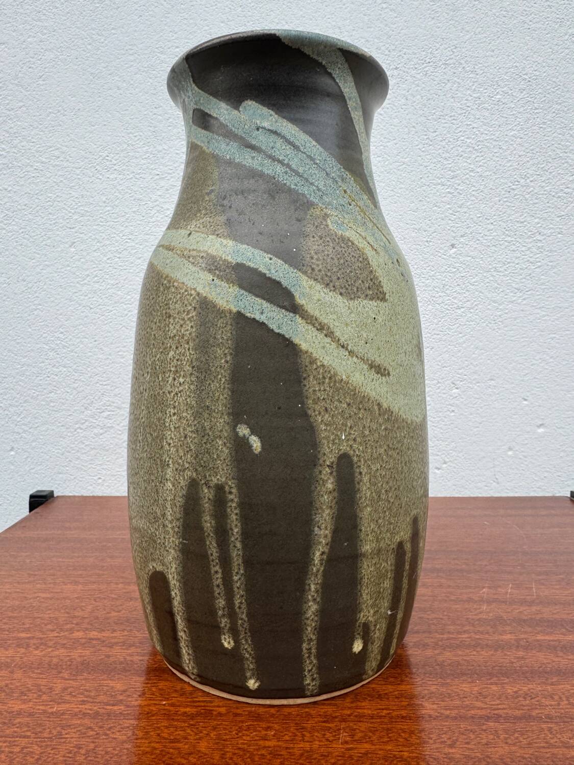 Stoneware vase with drips in the style of Jean Pointu