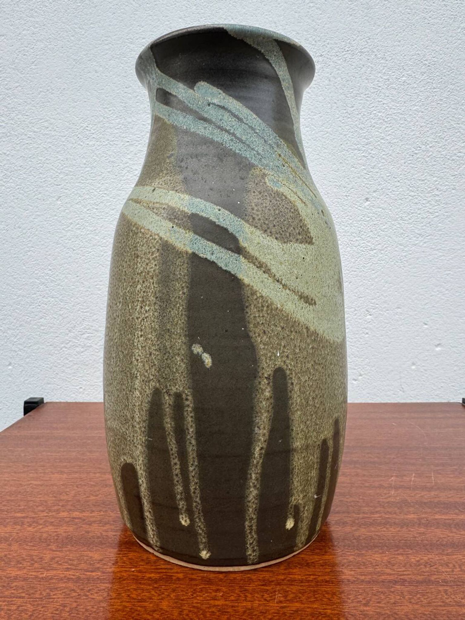 Stoneware vase with drips in the style of Jean Pointu