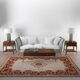 Red and beige oriental pattern rug aman