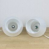 Paire de lampes champignon opaline blanches