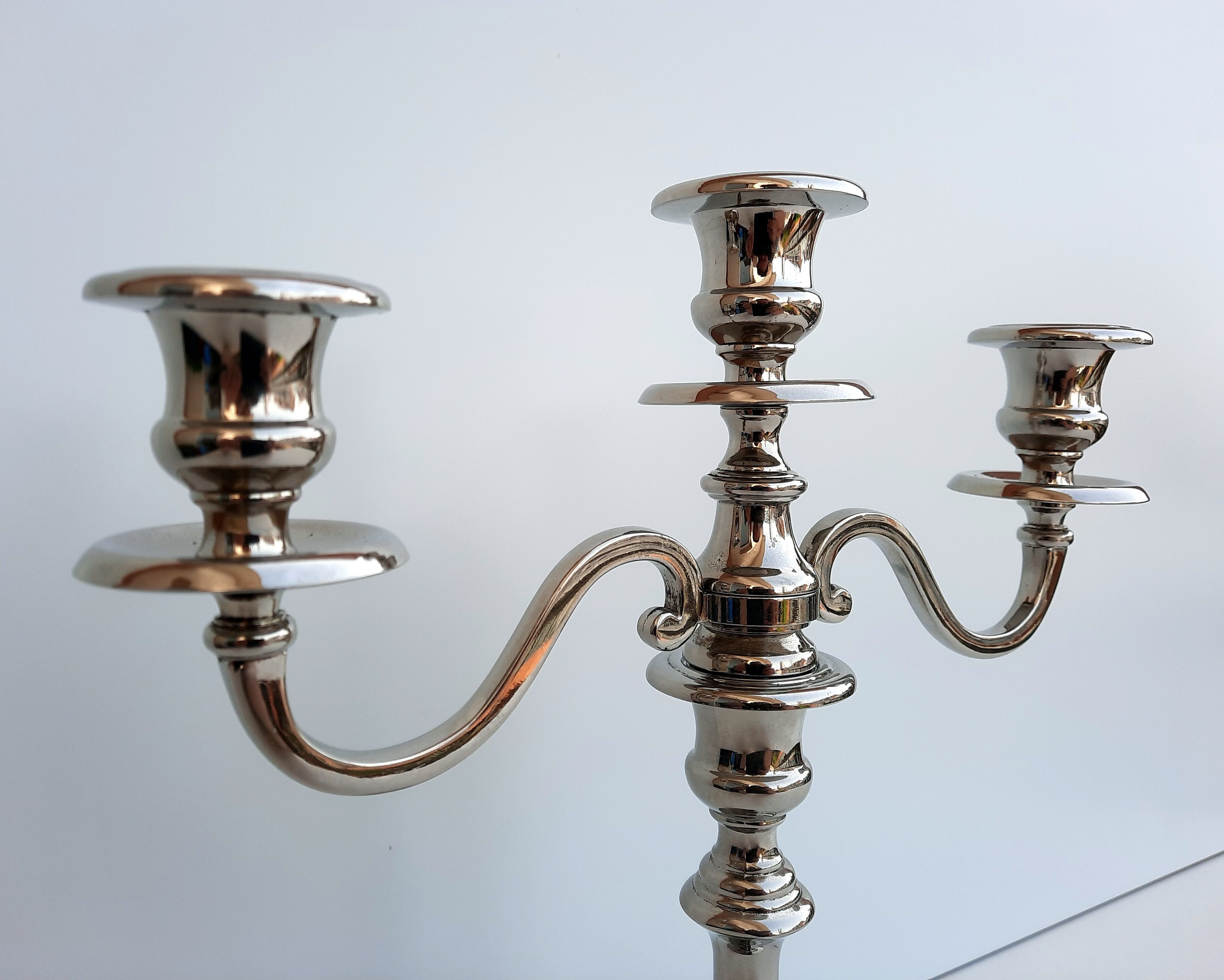 Candelabra, Chandelier, Silver metal candle holder -32 cm - Art Nouveau