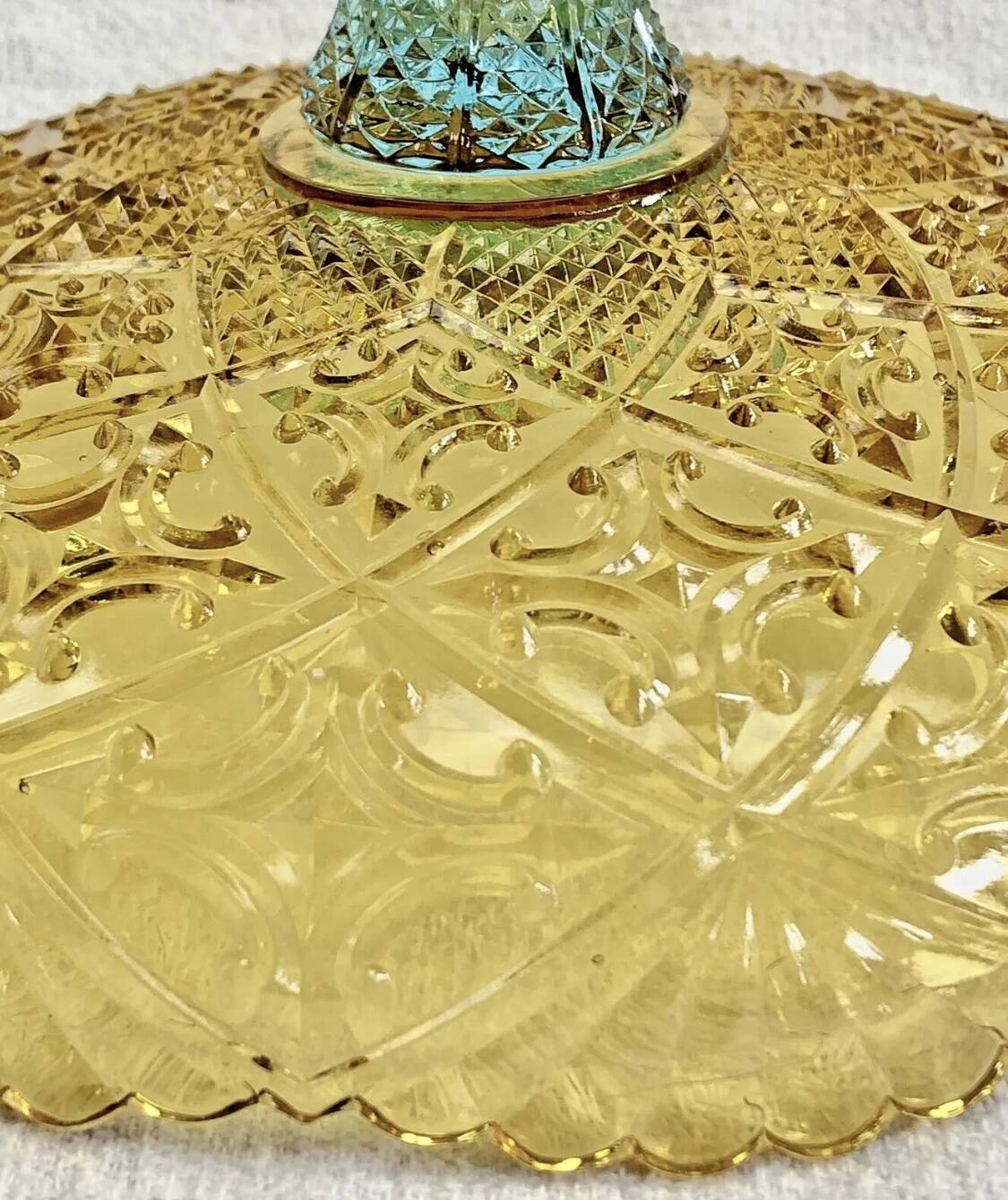 Georges Sand hollow two-tone glass compote bowl signed Portieux