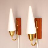 Mid-Century Scandinavian Modern Wall Lamps with Teak Panels  Örsjö, Sweden