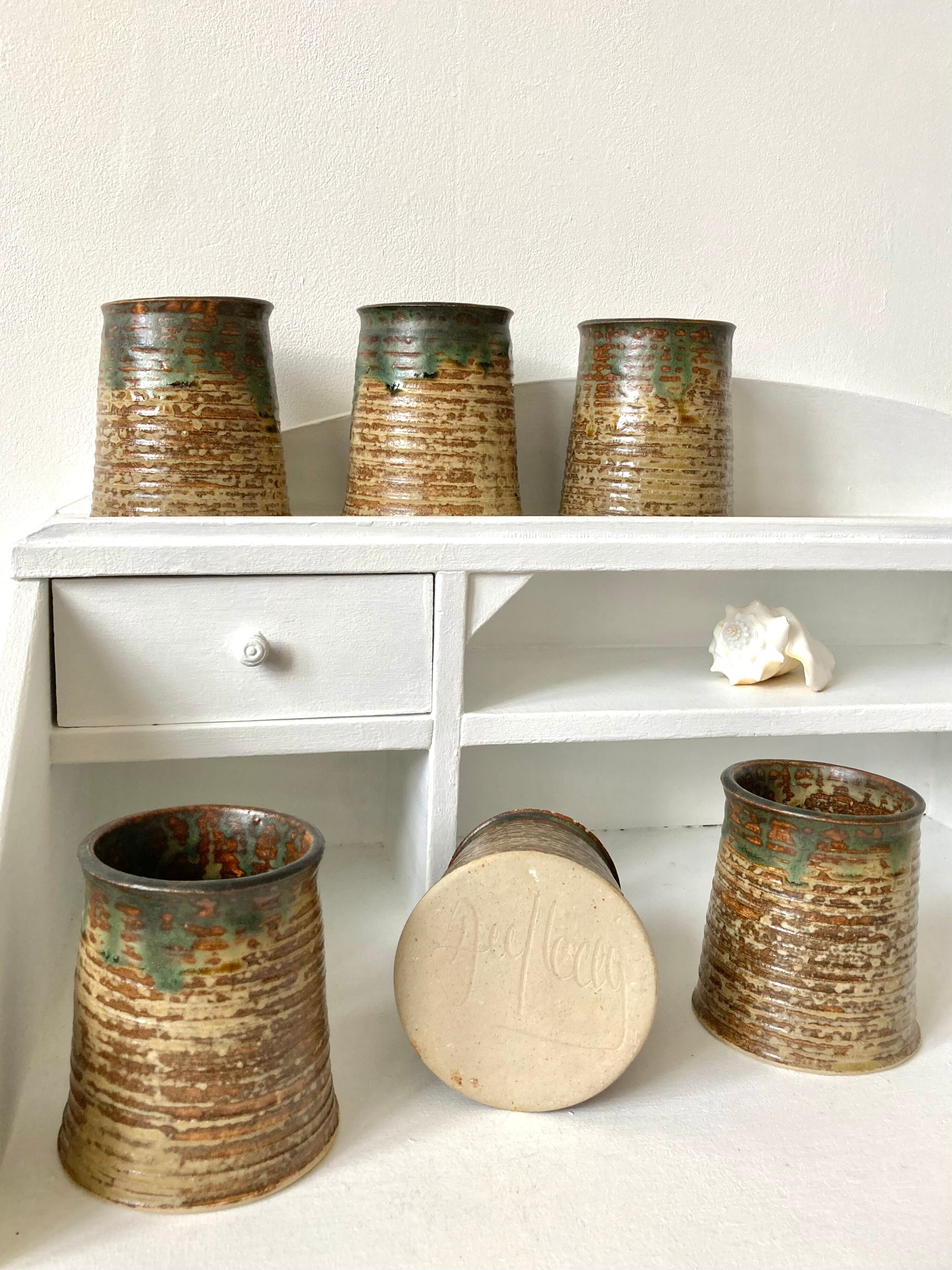 Set 6 cups cups vintage pyrite stoneware