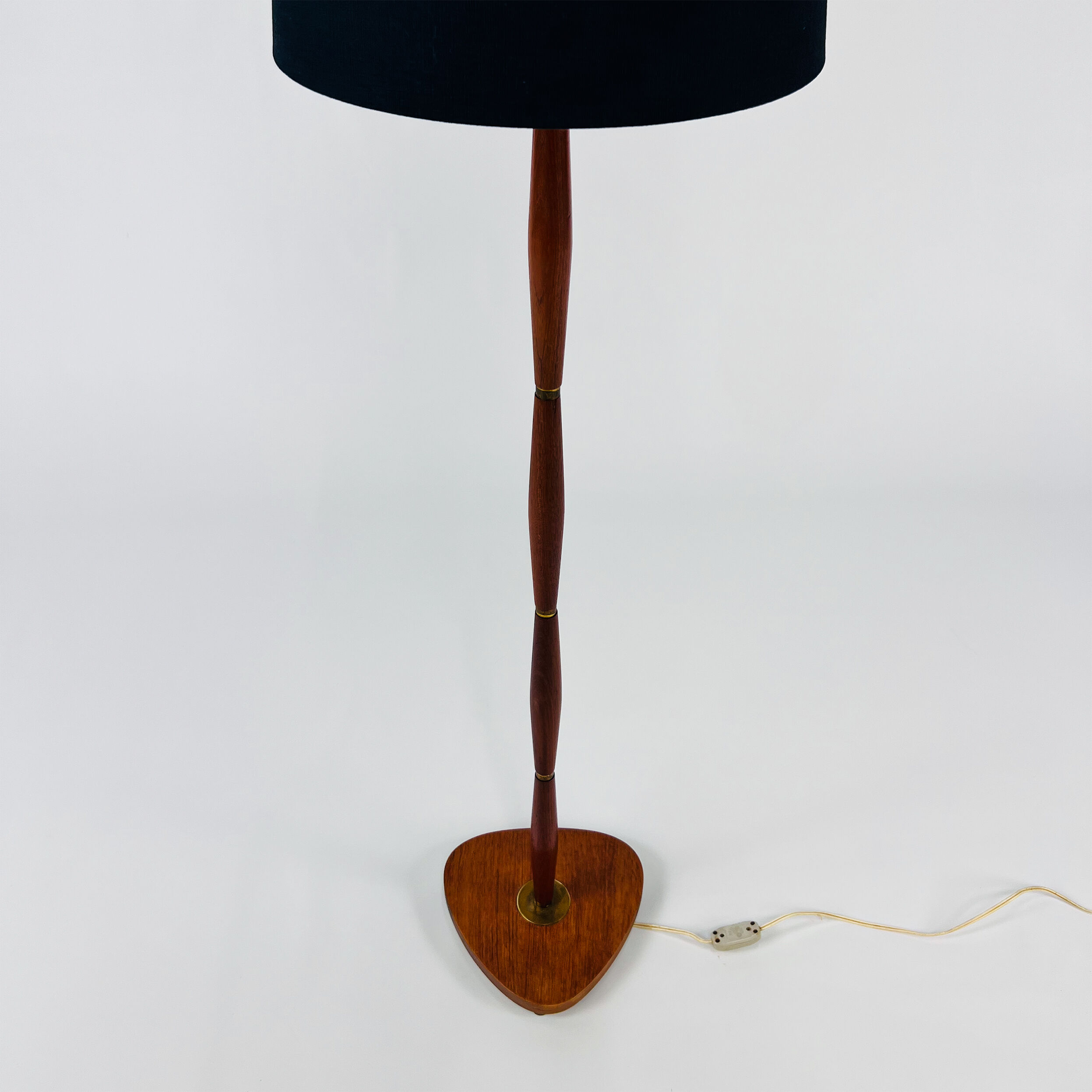 Vintage danish brass and rosewood floor lamp, 1960s.