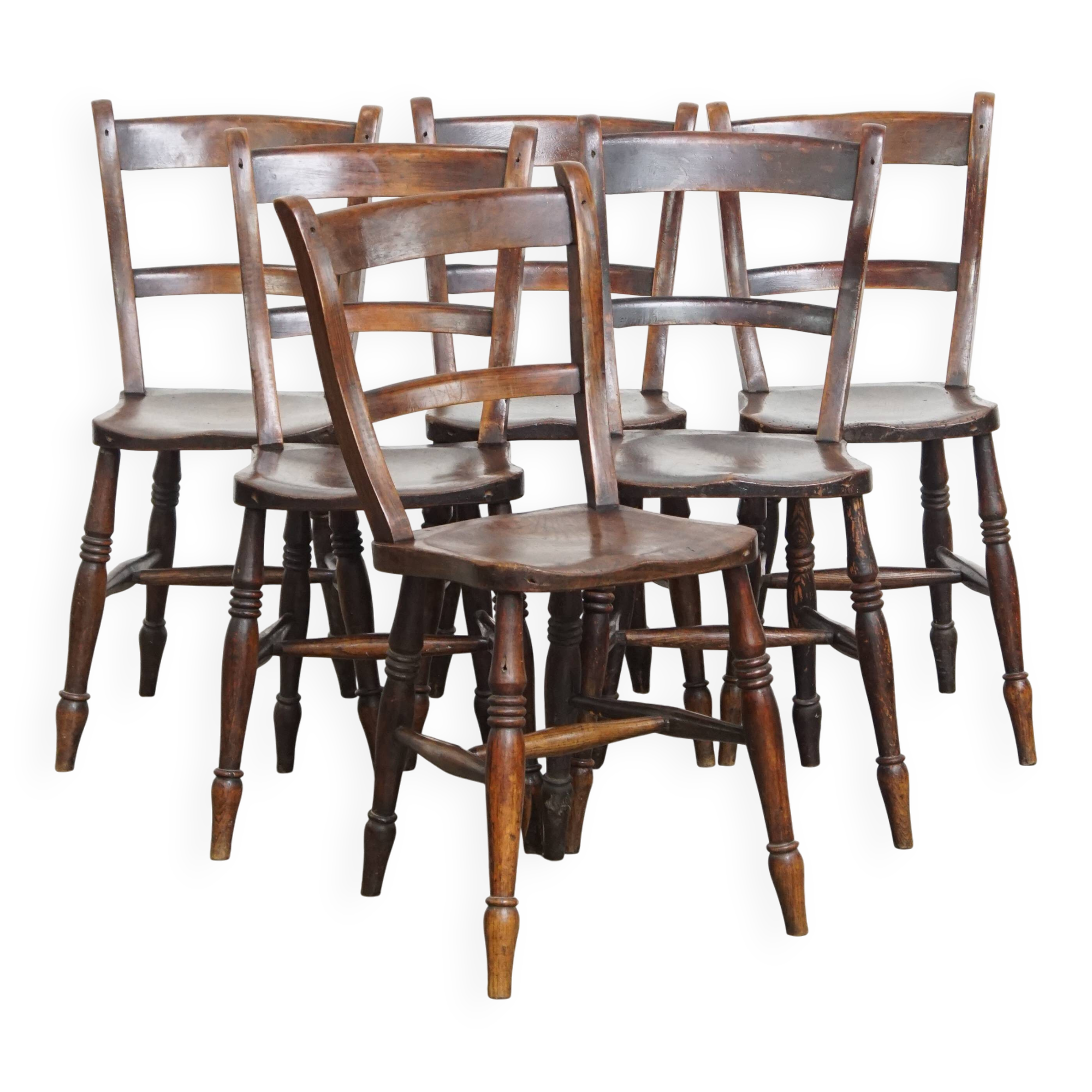 Set of 6 Antique English Oxford Dining/Kitchen Chairs