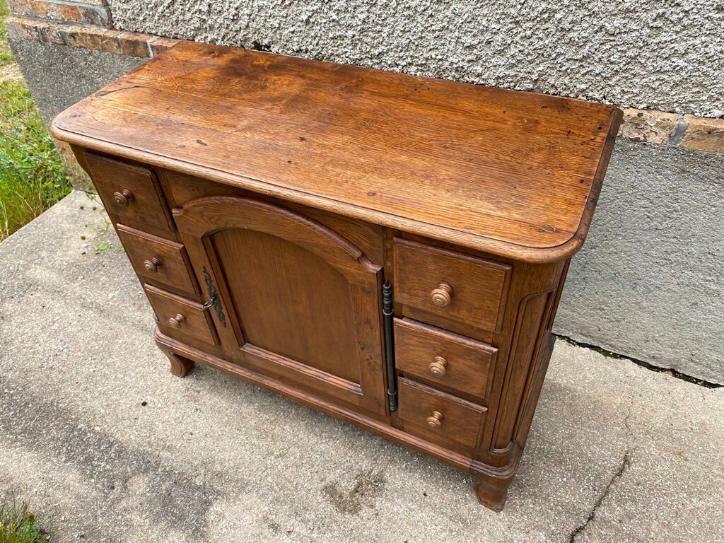 Buffet solid oak storage cabinet 1 door 6 drawers