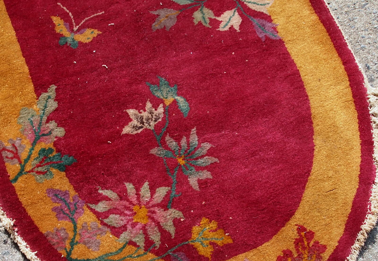 Old Chinese Art Deco handmade carpet 79cm x 134cm 1920s, 1E08